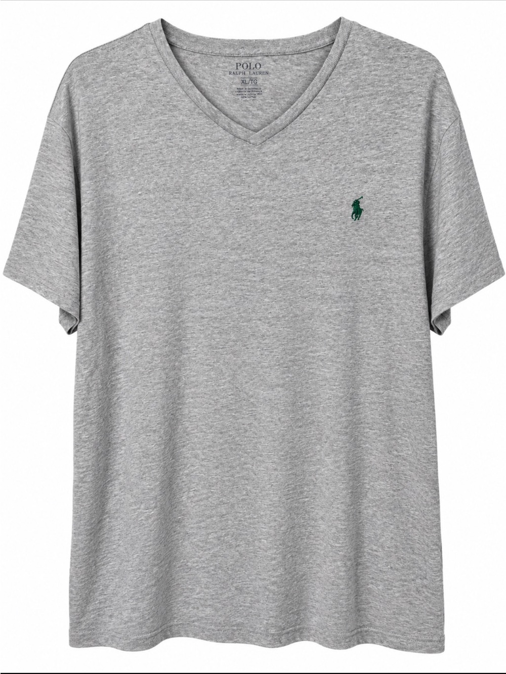 Polo by Ralph Lauren Heather Gray V-Neck Tee with Green Pony